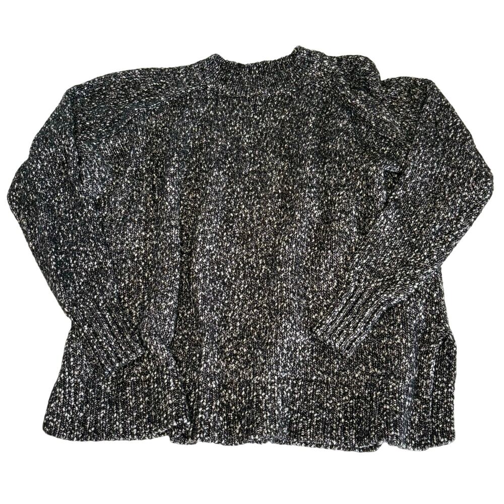 LOFT Cozy Marled Pullover Sweater Women's M Black